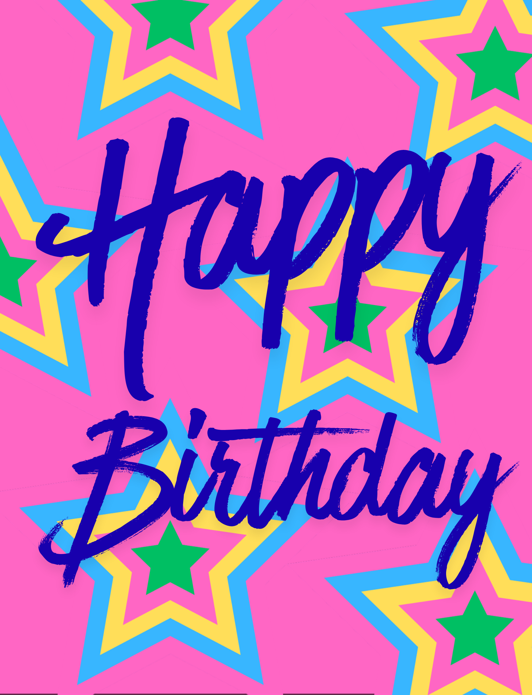 HAPPY BIRTHDAY PURPLE STARS CARD