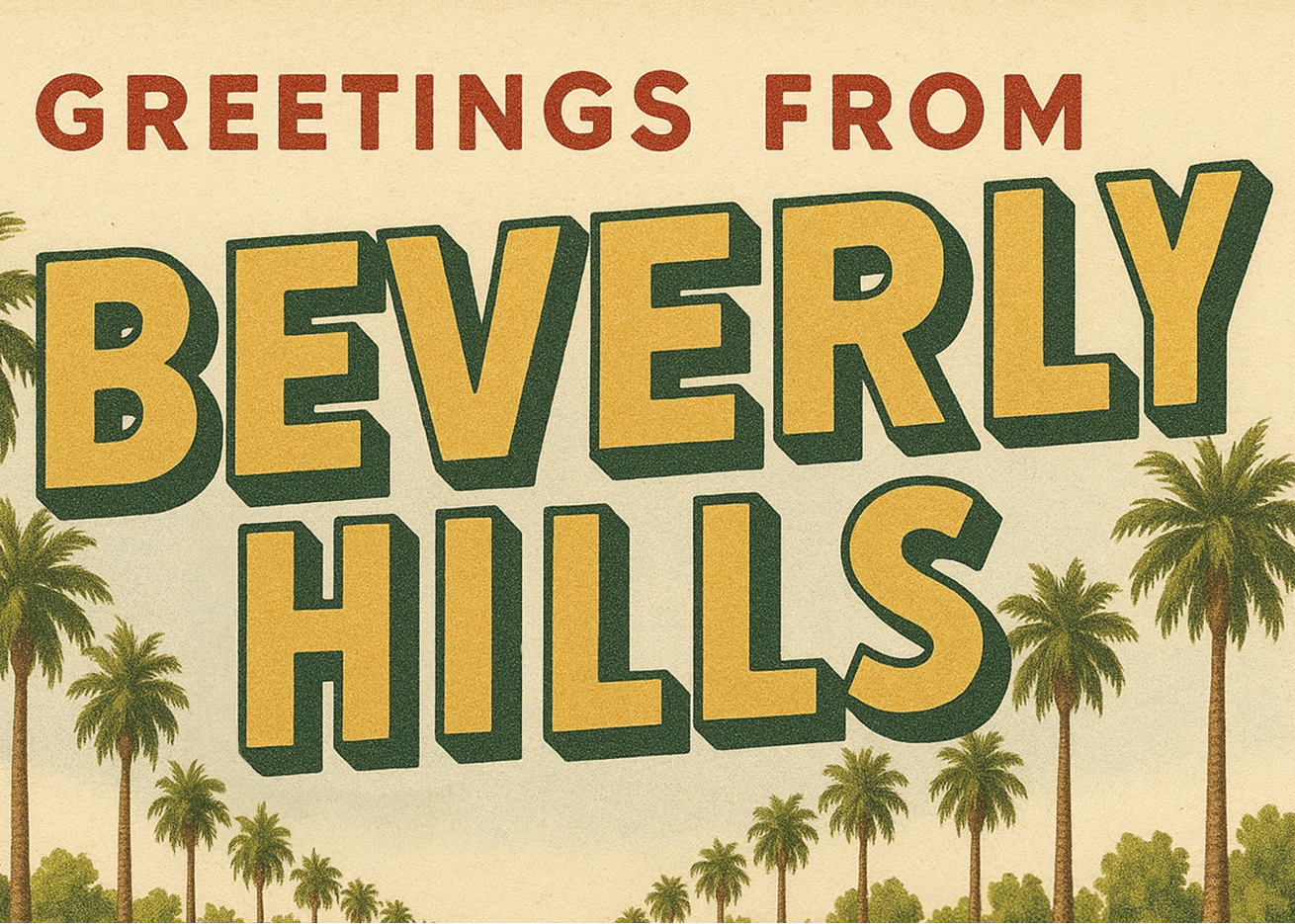 GREETINGS FROM BEVERLY HILLS (RETRO GREEN) MAGNET